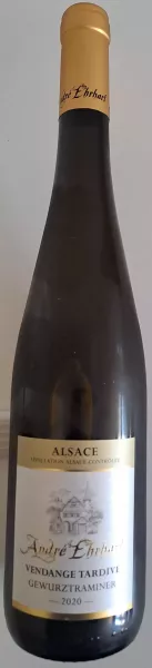 AOP Alsace, Vendanges Tardives, Gewurztraminer, domaine André Ehrhart 2020, 13% vol.